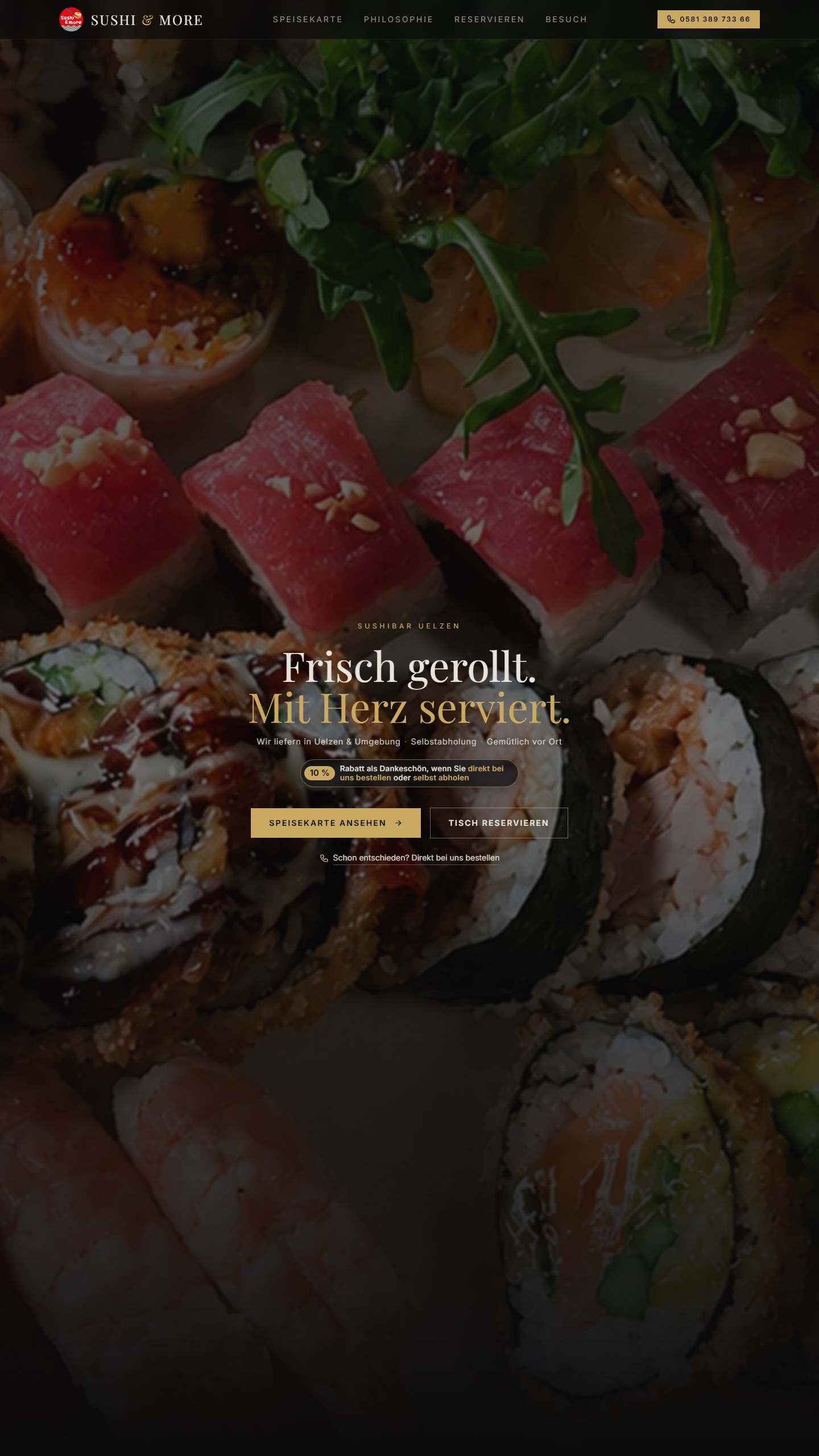 Von EPM Results gestaltete Website für die Sushibar Sushi & More in Uelzen